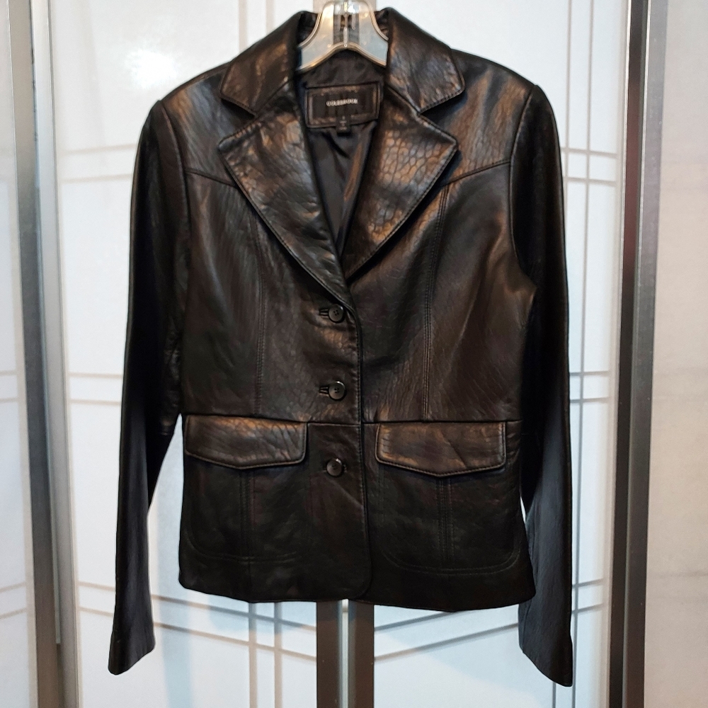 Colebrook 100% leather black blazer/coat SMALL🤍